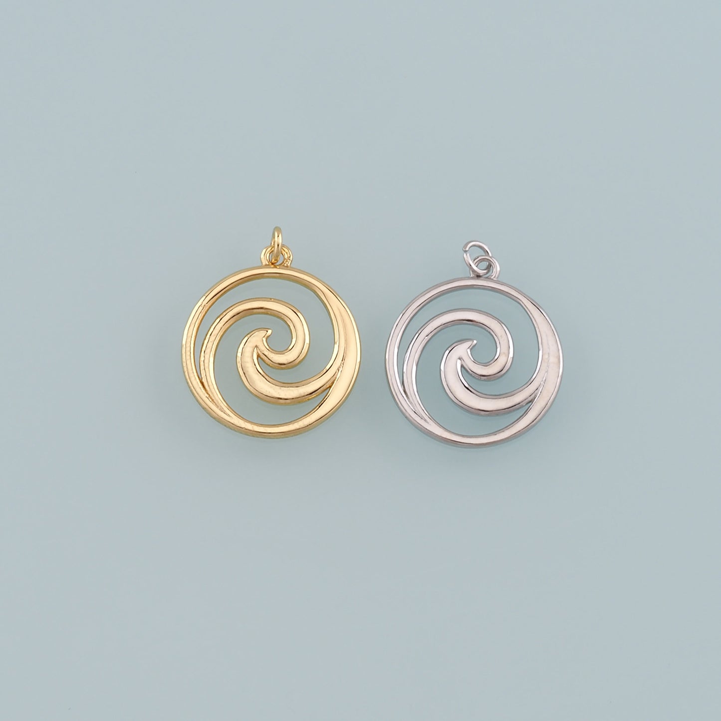 18K Gold Filled Waves Pendant,Waves Charm Bracelet Necklace for DIY Jewelry Making Supply