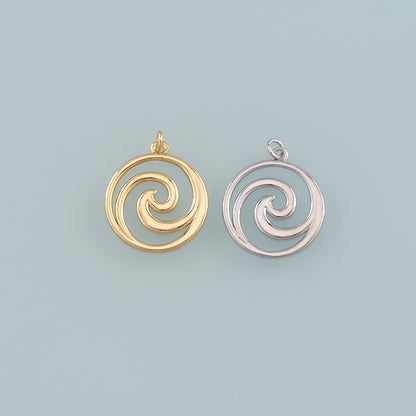 18K Gold Filled Waves Pendant,Waves Charm Bracelet Necklace for DIY Jewelry Making Supply