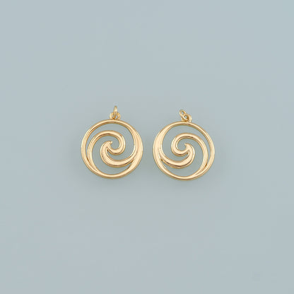 18K Gold Filled Waves Pendant,Waves Charm Bracelet Necklace for DIY Jewelry Making Supply