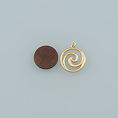 18K Gold Filled Waves Pendant,Waves Charm Bracelet Necklace for DIY Jewelry Making Supply