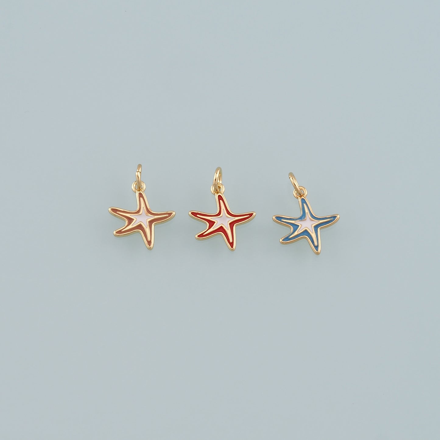 Gold Starfish Charms,18K Gold Filled Sea Star Pendant,Enamel Starfish Charm Bracelet Necklace for DIY Jewelry Making Supply