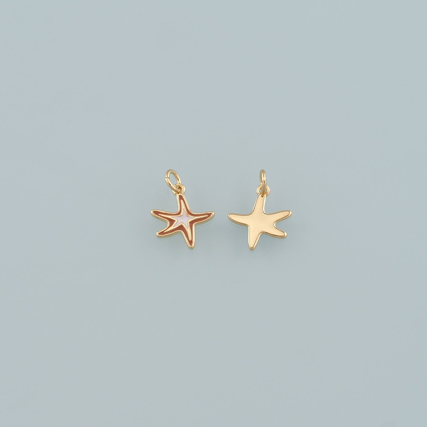 Gold Starfish Charms,18K Gold Filled Sea Star Pendant,Enamel Starfish Charm Bracelet Necklace for DIY Jewelry Making Supply