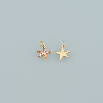 Gold Starfish Charms,18K Gold Filled Sea Star Pendant,Enamel Starfish Charm Bracelet Necklace for DIY Jewelry Making Supply