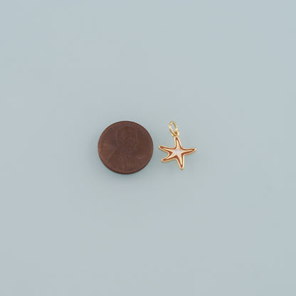 Gold Starfish Charms,18K Gold Filled Sea Star Pendant,Enamel Starfish Charm Bracelet Necklace for DIY Jewelry Making Supply