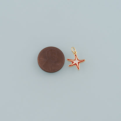 Gold Starfish Charms,18K Gold Filled Sea Star Pendant,Enamel Starfish Charm Bracelet Necklace for DIY Jewelry Making Supply