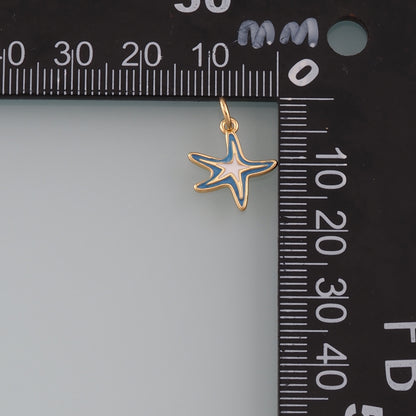 Gold Starfish Charms,18K Gold Filled Sea Star Pendant,Enamel Starfish Charm Bracelet Necklace for DIY Jewelry Making Supply