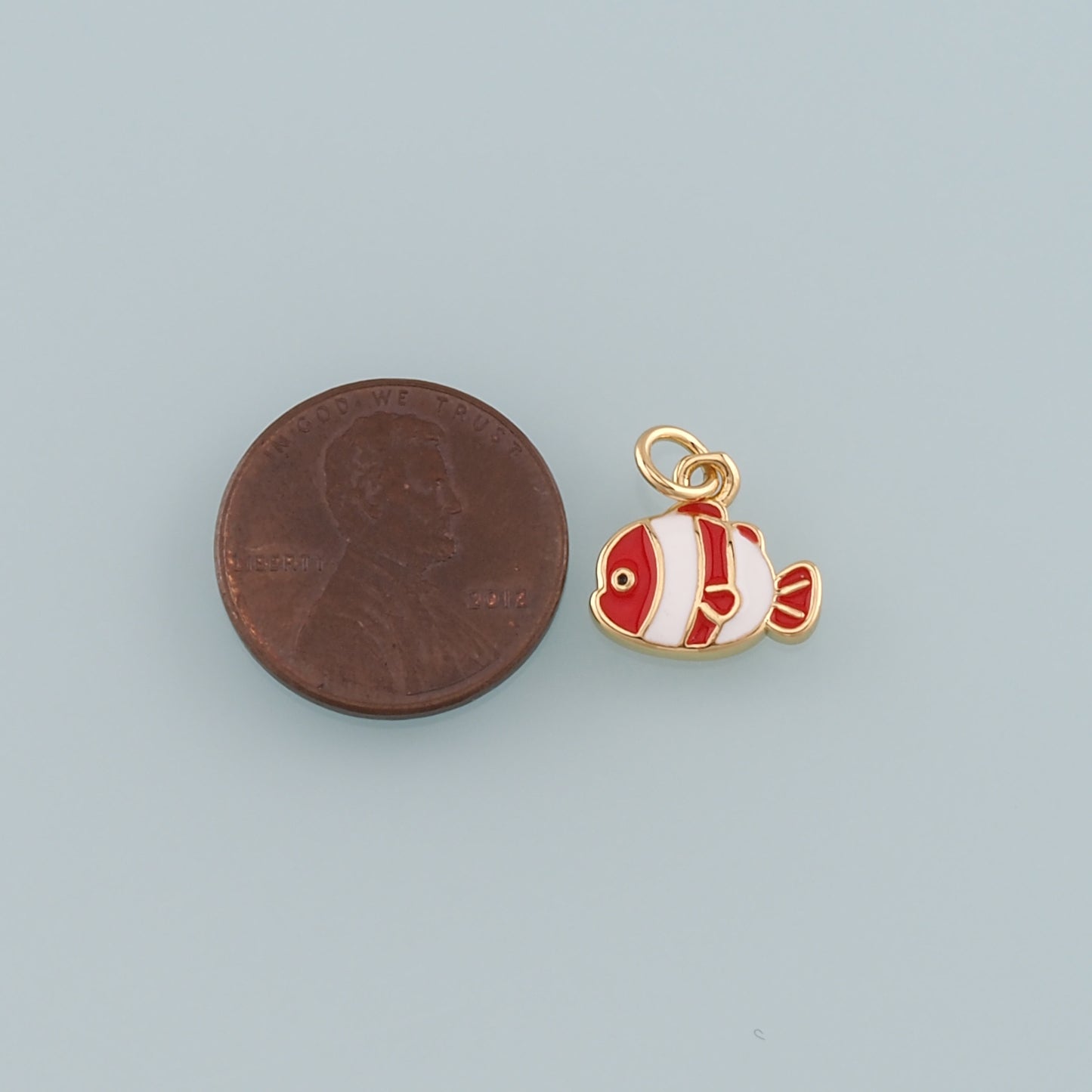 Gold Fish Charms,18K Gold Filled Clownfish Pendant,Enamel Ocean Charm Bracelet Necklace for DIY Jewelry Making Supply