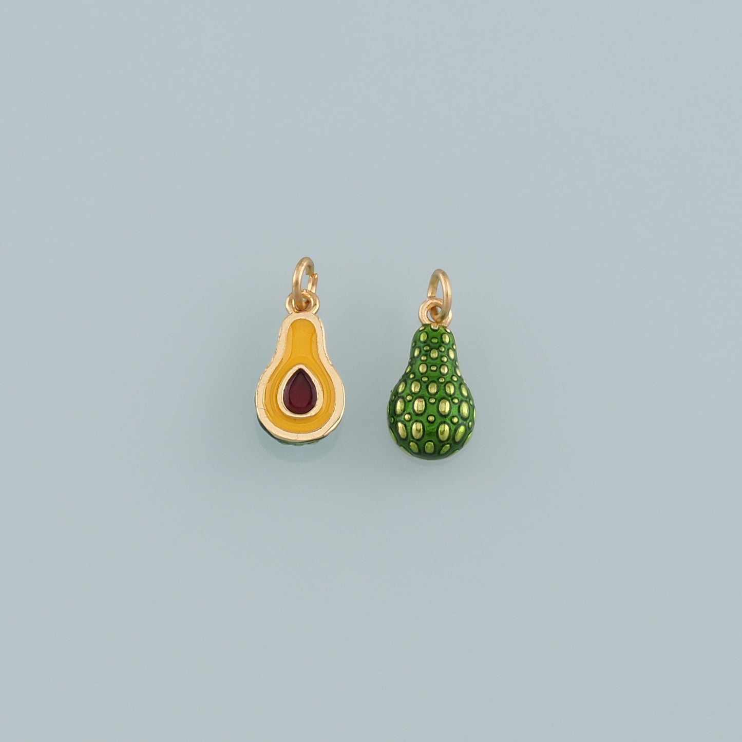 Gold Fruit Charms,18K Gold Filled Avocado Pendant,Enamel Avocado Charm Bracelet Necklace for DIY Jewelry Making Supply