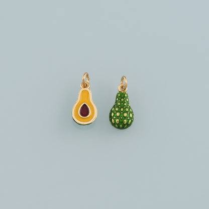 Gold Fruit Charms,18K Gold Filled Avocado Pendant,Enamel Avocado Charm Bracelet Necklace for DIY Jewelry Making Supply