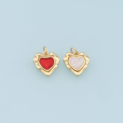 Gold Heart Charms,18K Gold Filled Heart Pendant,Heart Charm Bracelet Necklace for DIY Jewelry Making Supply