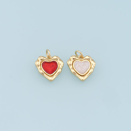 Gold Heart Charms,18K Gold Filled Heart Pendant,Heart Charm Bracelet Necklace for DIY Jewelry Making Supply