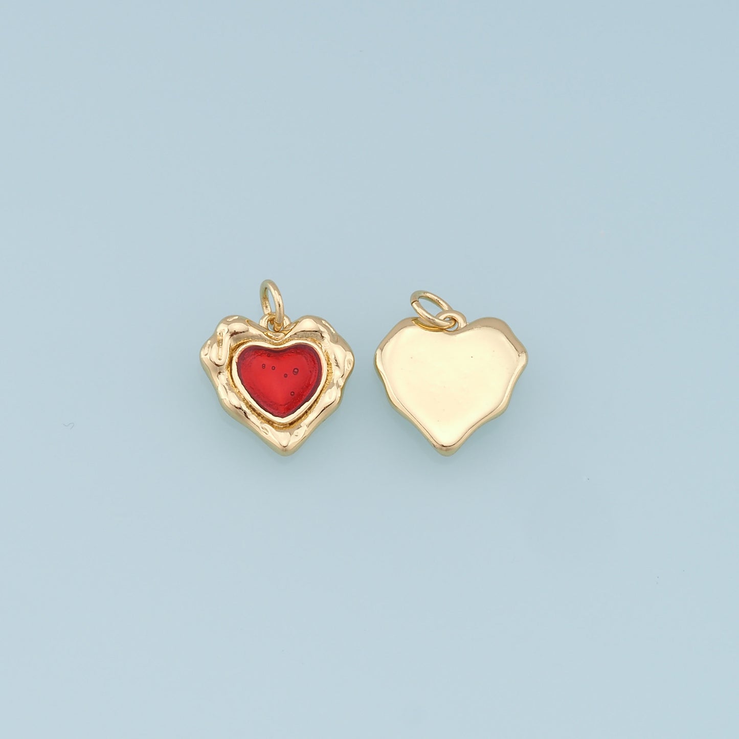 Gold Heart Charms,18K Gold Filled Heart Pendant,Heart Charm Bracelet Necklace for DIY Jewelry Making Supply