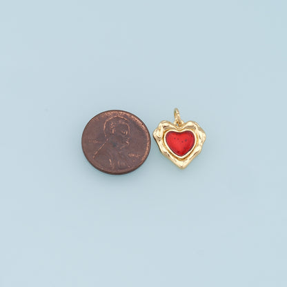 Gold Heart Charms,18K Gold Filled Heart Pendant,Heart Charm Bracelet Necklace for DIY Jewelry Making Supply