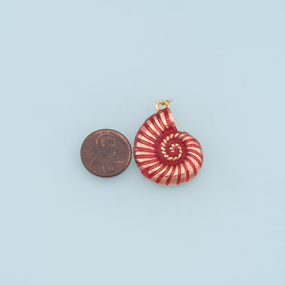 Gold Shell Charms,18K Gold Filled Conch Shell Pendant,Enamel Shell Charm Bracelet Necklace for DIY Jewelry Making Supply