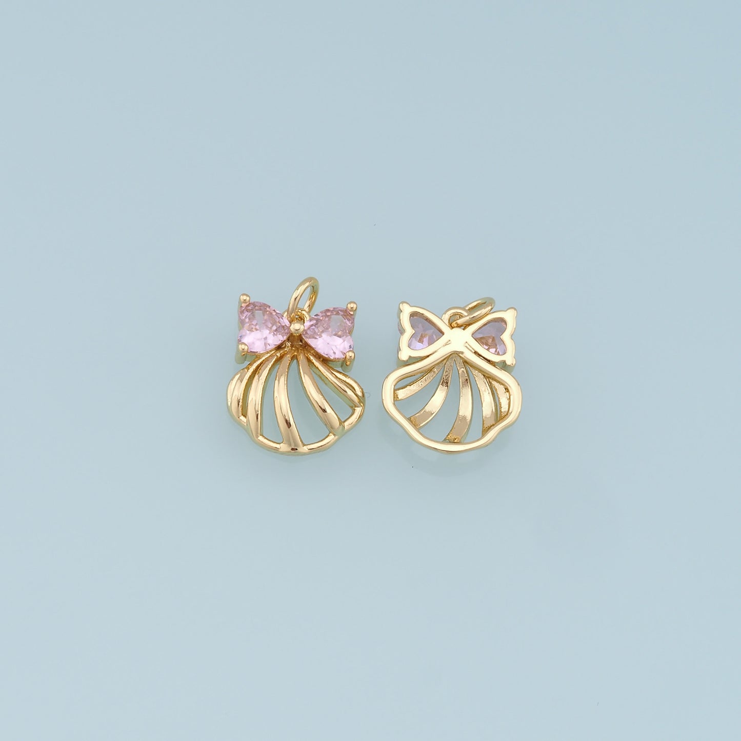 Gold Shell Charms,18K Gold Filled Conch Shell Pendant,CZ Shell Charm Bracelet Necklace for DIY Jewelry Making Supply