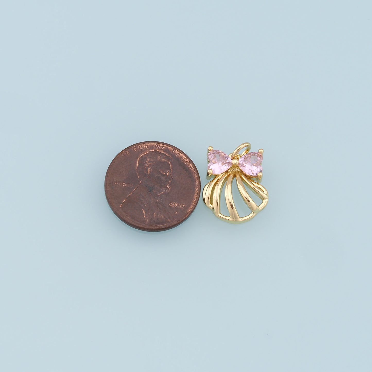 Gold Shell Charms,18K Gold Filled Conch Shell Pendant,CZ Shell Charm Bracelet Necklace for DIY Jewelry Making Supply