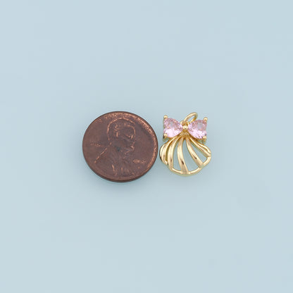 Gold Shell Charms,18K Gold Filled Conch Shell Pendant,CZ Shell Charm Bracelet Necklace for DIY Jewelry Making Supply