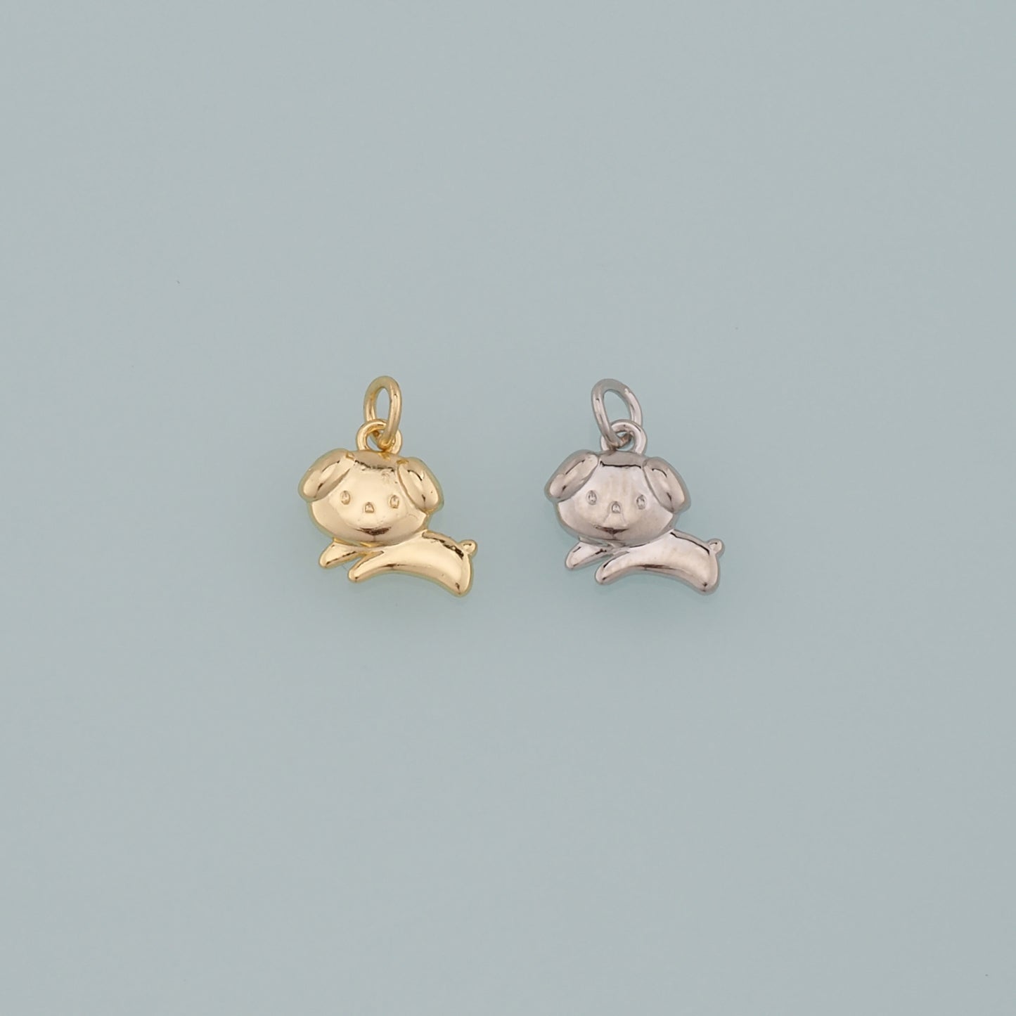 Gold Dog Charms,18K Gold Filled Dog Pendant,Pet Charm Bracelet Necklace for DIY Jewelry Making Supply
