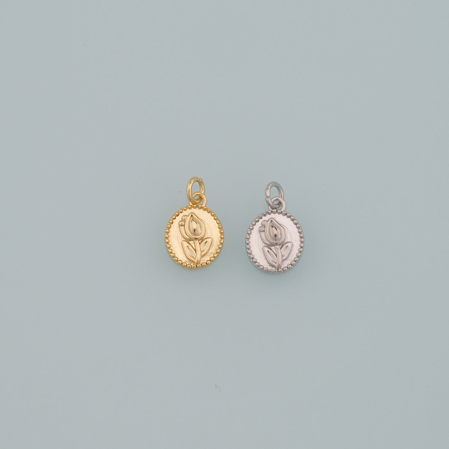 18K Gold Filled Tulip Pendant,Dainty Flower Charm Bracelet Necklace for DIY Jewelry Making Supply