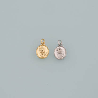 18K Gold Filled Tulip Pendant,Dainty Flower Charm Bracelet Necklace for DIY Jewelry Making Supply
