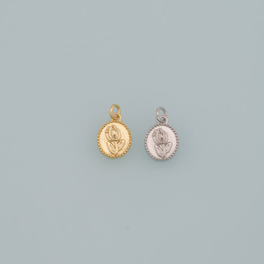18K Gold Filled Tulip Pendant,Dainty Flower Charm Bracelet Necklace for DIY Jewelry Making Supply