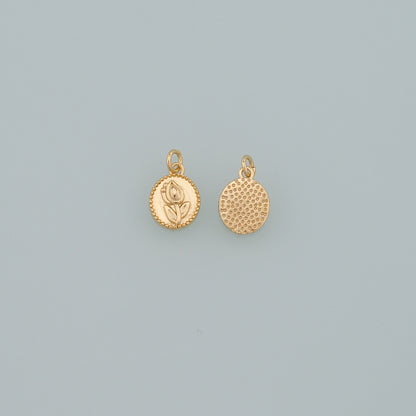 18K Gold Filled Tulip Pendant,Dainty Flower Charm Bracelet Necklace for DIY Jewelry Making Supply