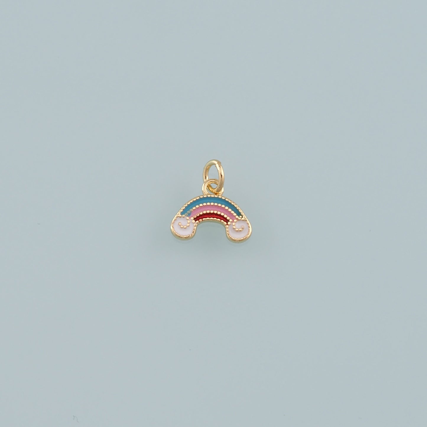 Gold Rainbow Charms,18K Gold Filled Rainbow Pendant,Enamel Clouds Charm Bracelet Necklace for DIY Jewelry Making Supply