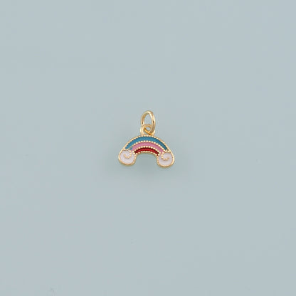 Gold Rainbow Charms,18K Gold Filled Rainbow Pendant,Enamel Clouds Charm Bracelet Necklace for DIY Jewelry Making Supply