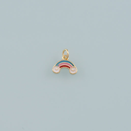 Gold Rainbow Charms,18K Gold Filled Rainbow Pendant,Enamel Clouds Charm Bracelet Necklace for DIY Jewelry Making Supply