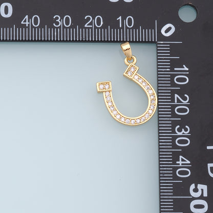 Gold Horseshoe Charms,18K Gold Filled CZ Horseshoe Pendant,Horseshoe Charm Bracelet Necklace for DIY Jewelry Making Supply