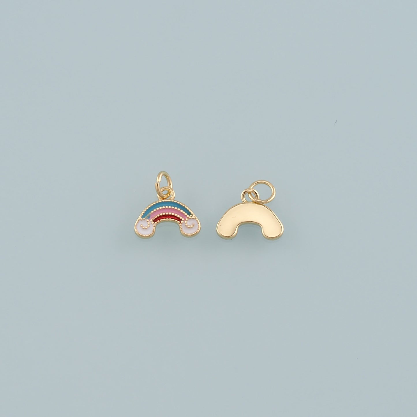 Gold Rainbow Charms,18K Gold Filled Rainbow Pendant,Enamel Clouds Charm Bracelet Necklace for DIY Jewelry Making Supply