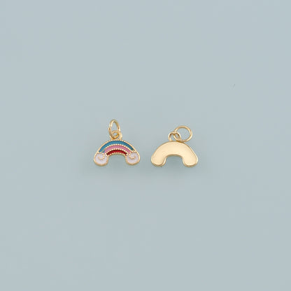 Gold Rainbow Charms,18K Gold Filled Rainbow Pendant,Enamel Clouds Charm Bracelet Necklace for DIY Jewelry Making Supply