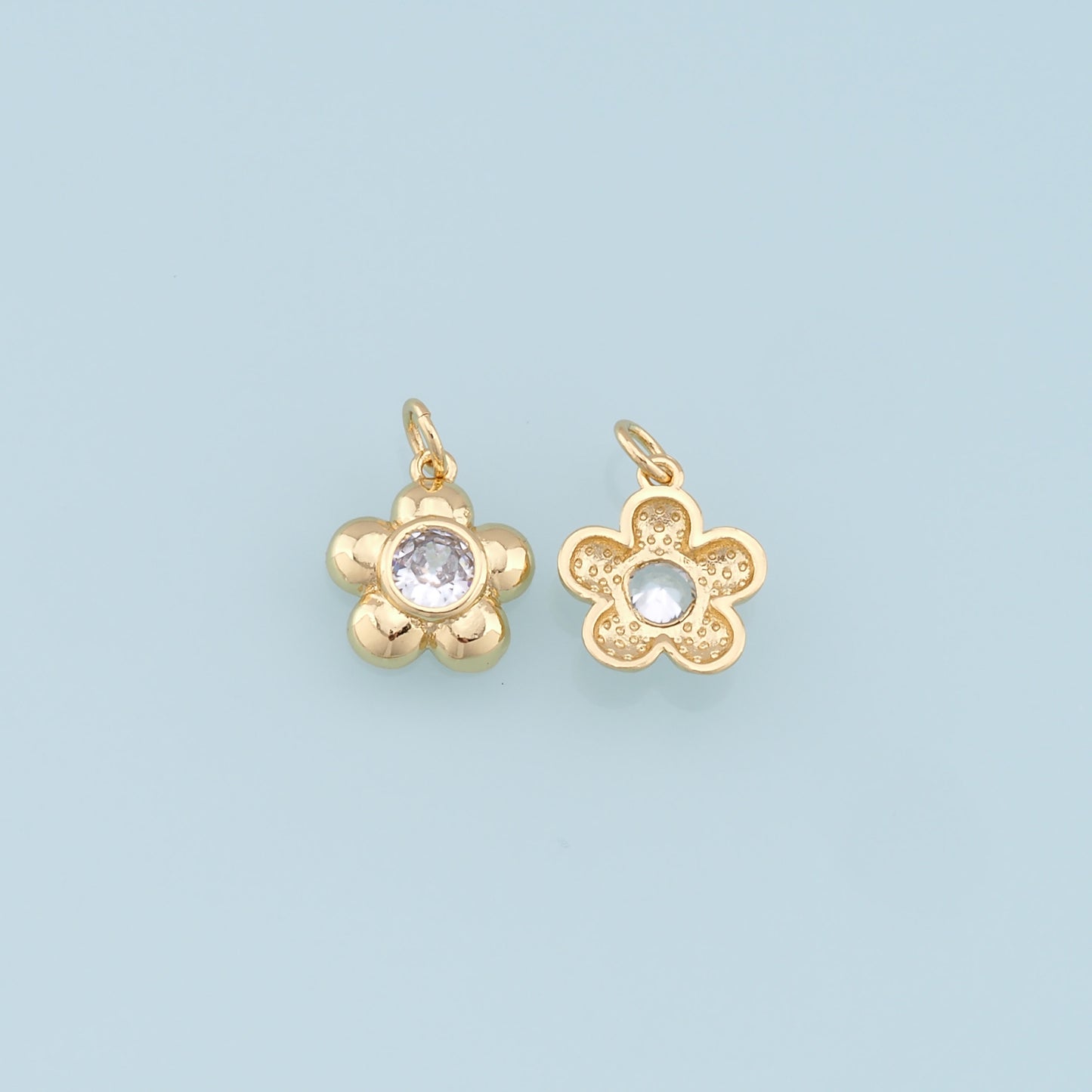 Gold Flower Charms,18K Gold Filled Flower Pendant,Silver Flower Charm Bracelet Necklace for DIY Jewelry Making Supply