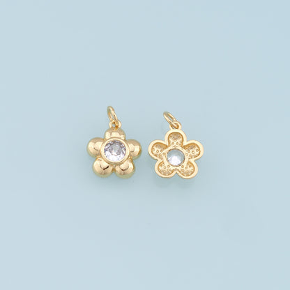 Gold Flower Charms,18K Gold Filled Flower Pendant,Silver Flower Charm Bracelet Necklace for DIY Jewelry Making Supply
