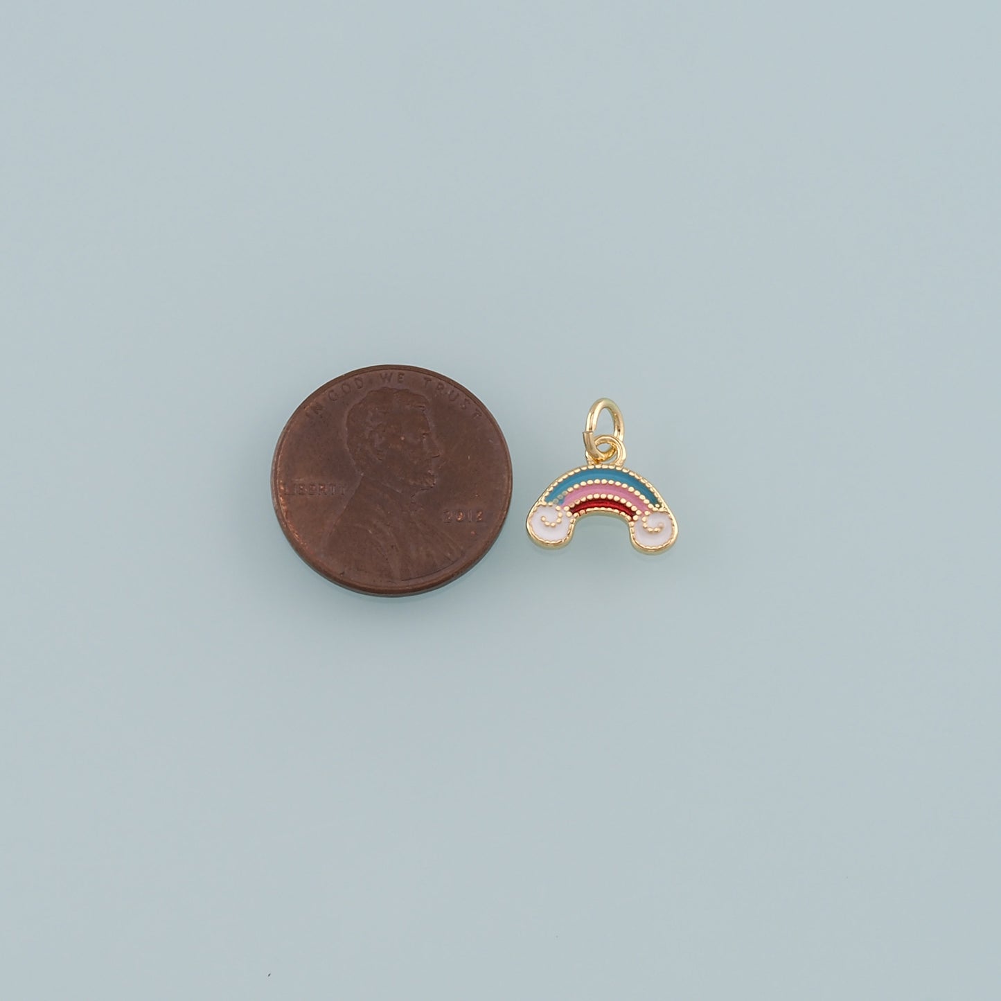 Gold Rainbow Charms,18K Gold Filled Rainbow Pendant,Enamel Clouds Charm Bracelet Necklace for DIY Jewelry Making Supply