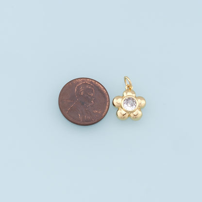 Gold Flower Charms,18K Gold Filled Flower Pendant,Silver Flower Charm Bracelet Necklace for DIY Jewelry Making Supply