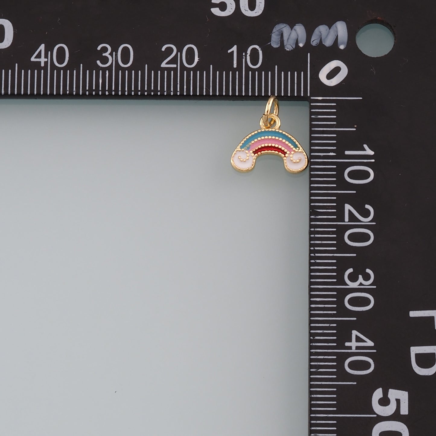 Gold Rainbow Charms,18K Gold Filled Rainbow Pendant,Enamel Clouds Charm Bracelet Necklace for DIY Jewelry Making Supply