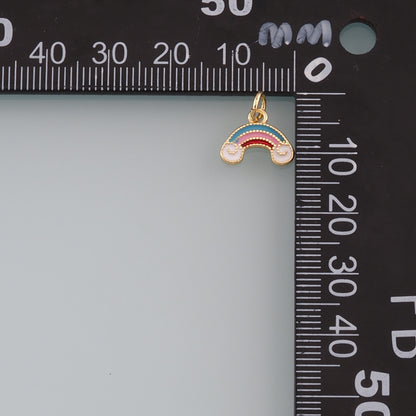 Gold Rainbow Charms,18K Gold Filled Rainbow Pendant,Enamel Clouds Charm Bracelet Necklace for DIY Jewelry Making Supply