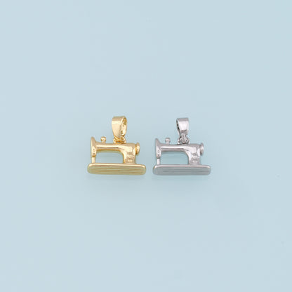 Gold sewing machine Charms,18K Gold Filled sewing machine Pendant,sewing machine Charm Bracelet Necklace for DIY Jewelry Making Supply