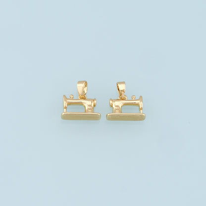 Gold sewing machine Charms,18K Gold Filled sewing machine Pendant,sewing machine Charm Bracelet Necklace for DIY Jewelry Making Supply