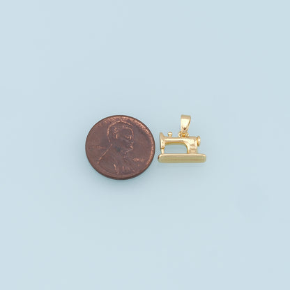 Gold sewing machine Charms,18K Gold Filled sewing machine Pendant,sewing machine Charm Bracelet Necklace for DIY Jewelry Making Supply