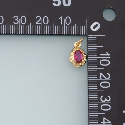 Gold Oval Crystal Charm,18K Gold Filled Oval Pendant,Irregular Oval Charm Bracelet Necklace for DIY Jewelry Making Supply