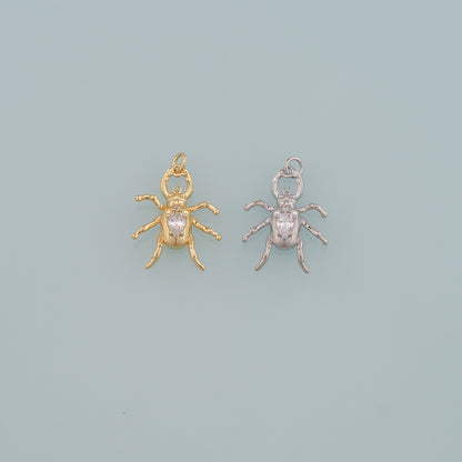 Gold Beetle Charms,18K Gold Filled Beetle Pendant,Insect Charm Bracelet Necklace for DIY Jewelry Making Supply