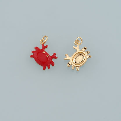 Gold Marine Life Charms,18K Gold Filled Crab Pendant,Enamel Crab Charms Bracelet Necklace for DIY Jewelry Making Supply