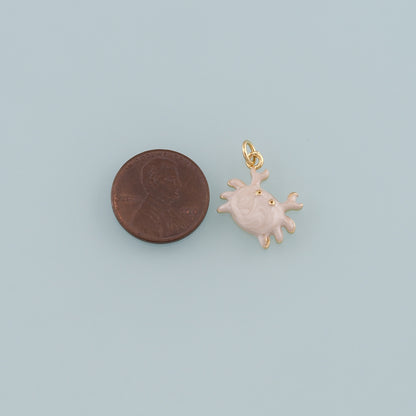 Gold Marine Life Charms,18K Gold Filled Crab Pendant,Enamel Crab Charms Bracelet Necklace for DIY Jewelry Making Supply