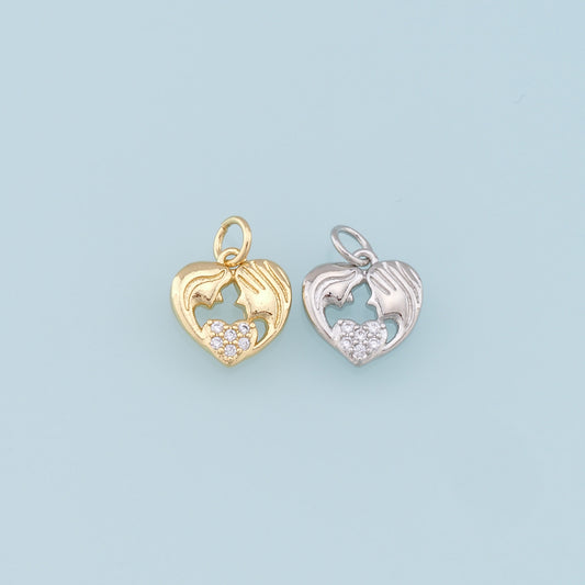 Gold Heart Charms,18K Gold Filled Heart Pendant,CZ Micro Pave Heart Charm Bracelet Necklace for DIY Jewelry Making Supply