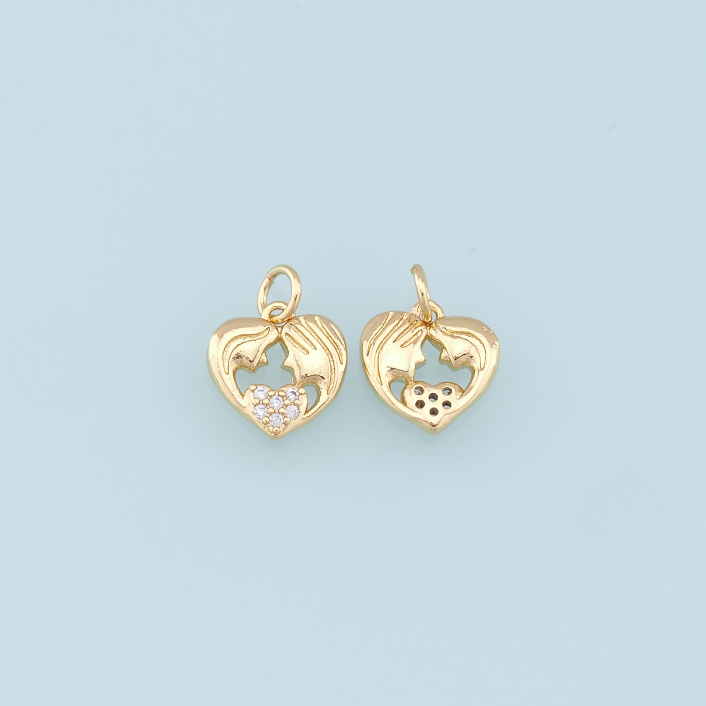 Gold Heart Charms,18K Gold Filled Heart Pendant,CZ Micro Pave Heart Charm Bracelet Necklace for DIY Jewelry Making Supply