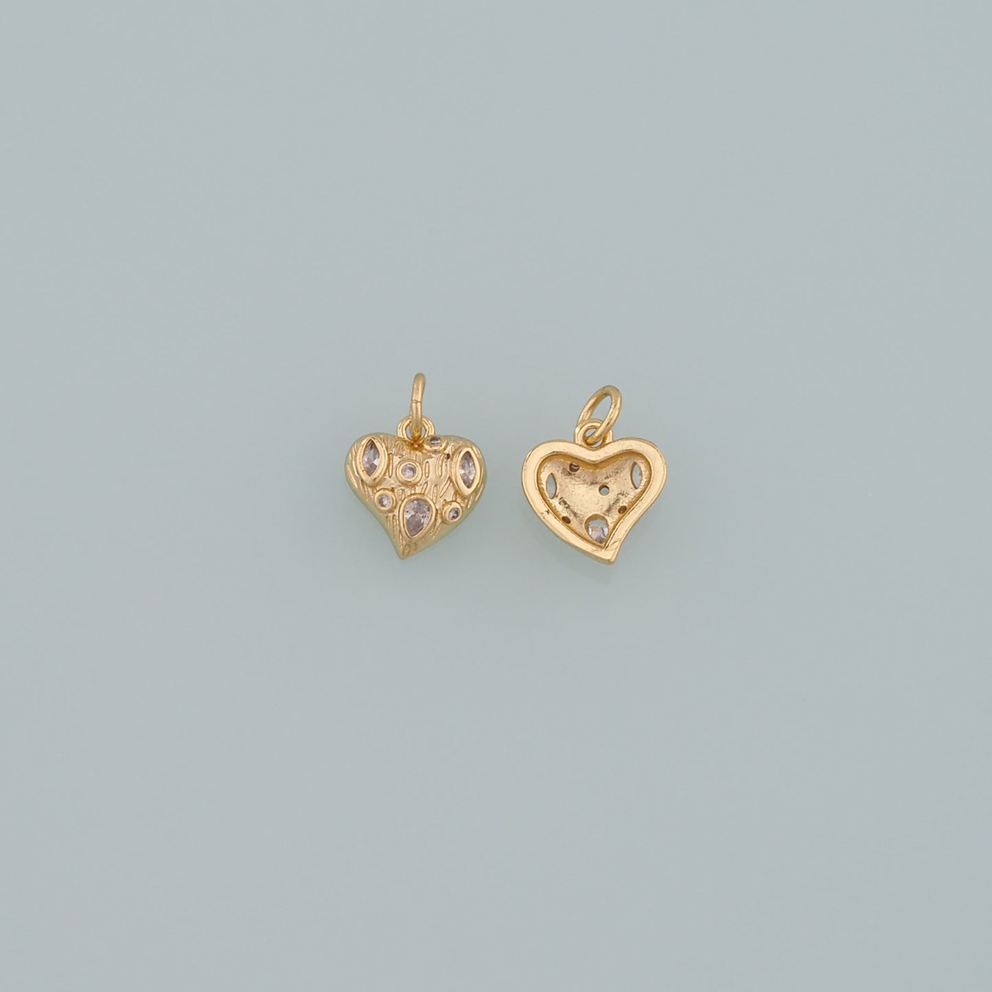 Gold Heart Charms,18K Gold Filled Heart Pendant,CZ Micro Pave Heart Charm Bracelet Necklace for DIY Jewelry Making Supply