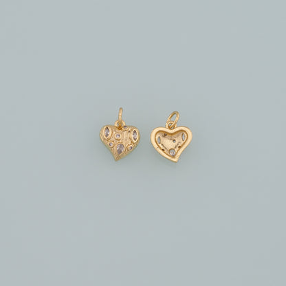 Gold Heart Charms,18K Gold Filled Heart Pendant,CZ Micro Pave Heart Charm Bracelet Necklace for DIY Jewelry Making Supply