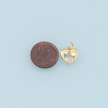 Gold Heart Charms,18K Gold Filled Heart Pendant,CZ Micro Pave Heart Charm Bracelet Necklace for DIY Jewelry Making Supply
